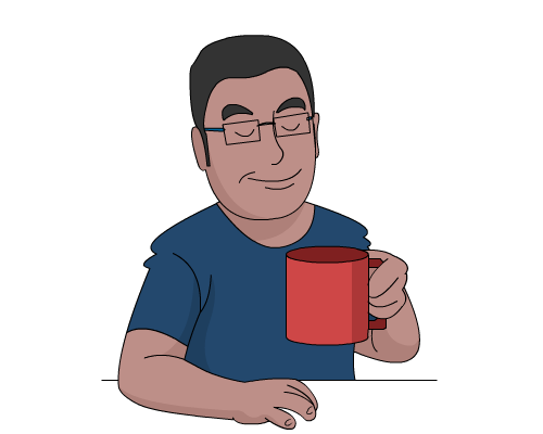 Krishnendu Das with red cofee mug